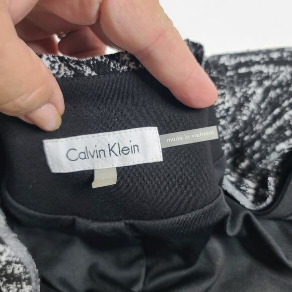 Calvin Klein Shacket women's black & white blazer Size 12 office career preppy - Picture 9 of 11